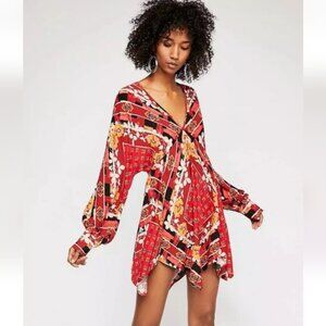 Free People Ride To the Sunset Floral Tunic Top Mini DressMedPeasant Boho